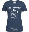 Women's T-shirt JUST MARRIED navy-blue фото