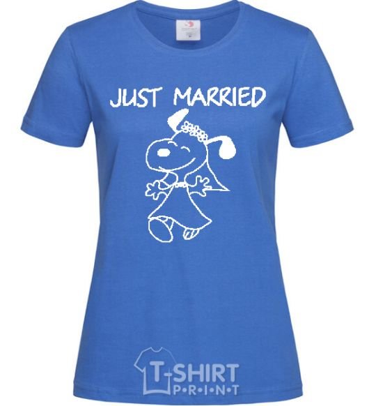 Women's T-shirt JUST MARRIED royal-blue фото