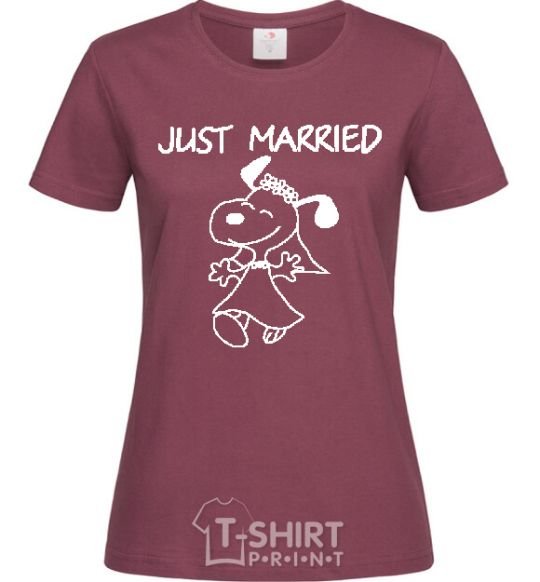 Women's T-shirt JUST MARRIED burgundy фото