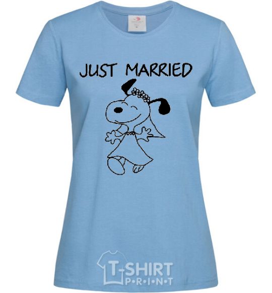 Women's T-shirt JUST MARRIED sky-blue фото