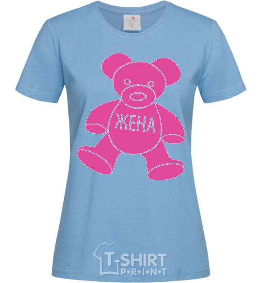 Women's T-shirt Wife in a bear sky-blue фото