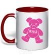 Mug with a colored handle Wife in a bear red фото