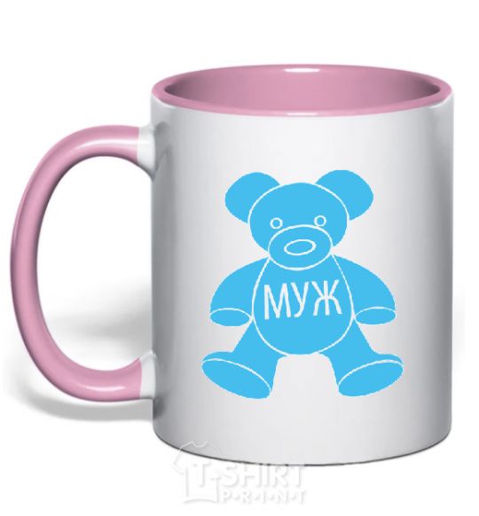 Mug with a colored handle HUSBAND light-pink фото