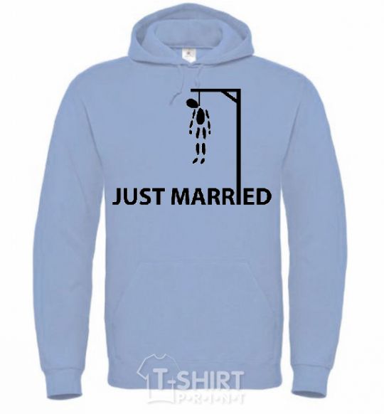 Men`s hoodie JUST MARRIED STIFLER sky-blue фото
