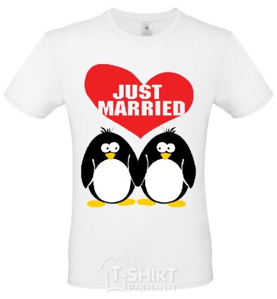 Men's T-Shirt JUST MARRIED PENGUINS White фото