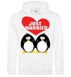 Men`s hoodie JUST MARRIED PENGUINS White фото