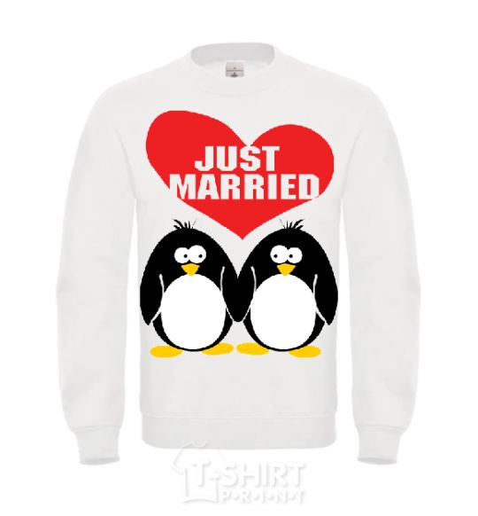 Sweatshirt JUST MARRIED PENGUINS White фото