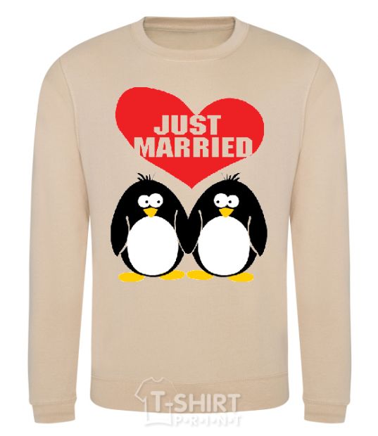 Sweatshirt JUST MARRIED PENGUINS sand фото