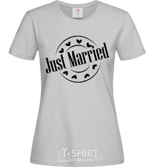 Женская футболка JUST MARRIED ROUND Серый фото