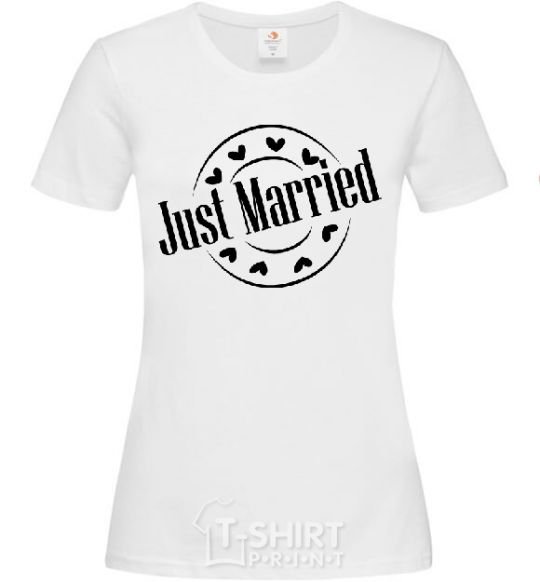 Женская футболка JUST MARRIED ROUND Белый фото