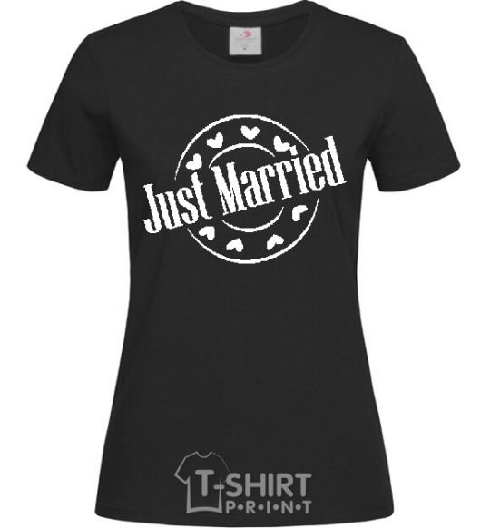 Женская футболка JUST MARRIED ROUND Черный фото