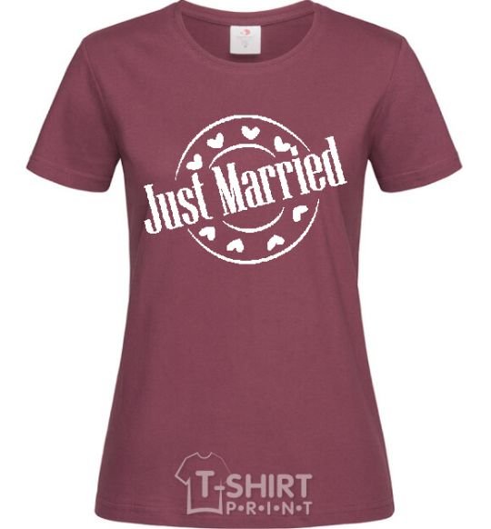 Женская футболка JUST MARRIED ROUND Бордовый фото