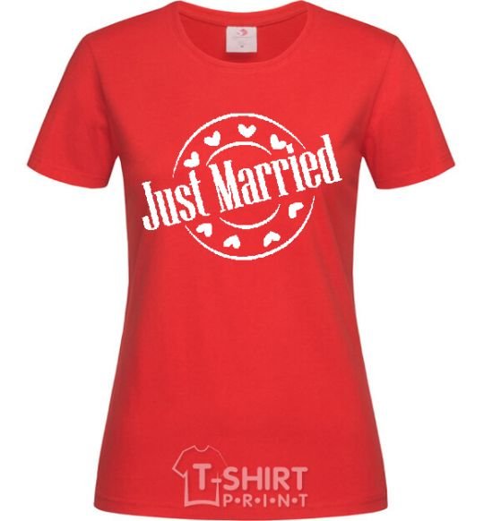 Женская футболка JUST MARRIED ROUND Красный фото