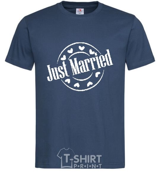 Men's T-Shirt JUST MARRIED ROUND navy-blue фото