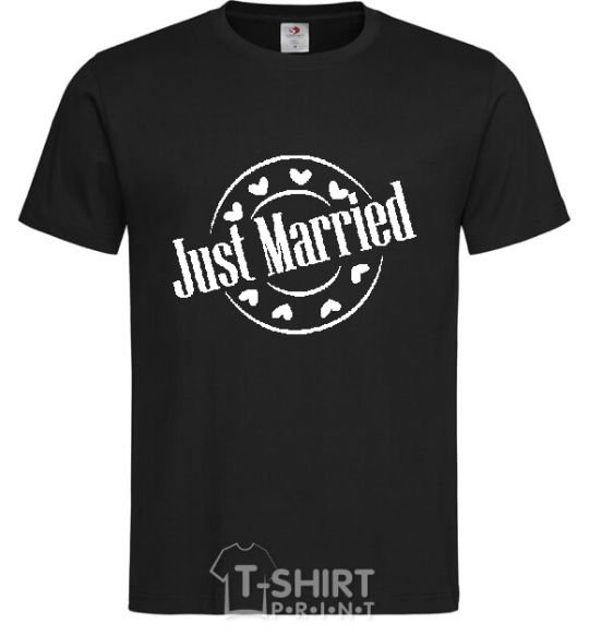 Men's T-Shirt JUST MARRIED ROUND black фото