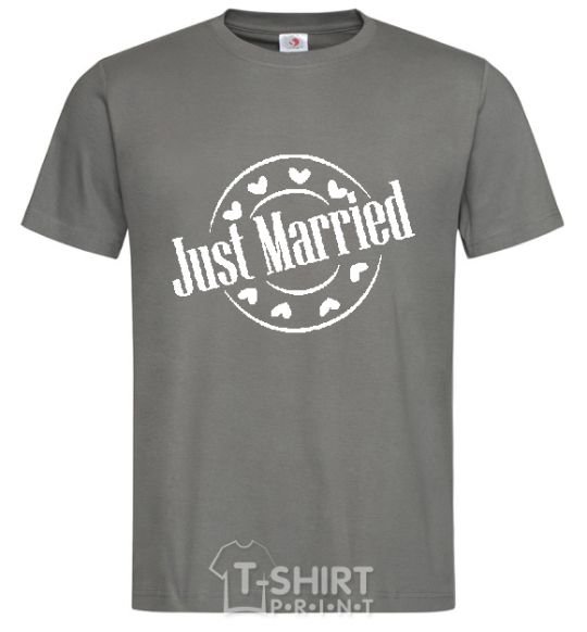 Men's T-Shirt JUST MARRIED ROUND dark-grey фото