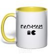 Mug with a colored handle PAC MAN yellow фото