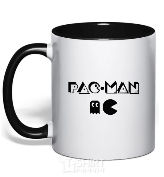 Mug with a colored handle PAC MAN black фото