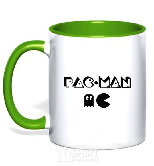 Mug with a colored handle PAC MAN kelly-green фото