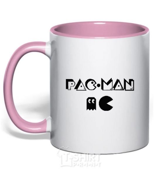 Mug with a colored handle PAC MAN light-pink фото
