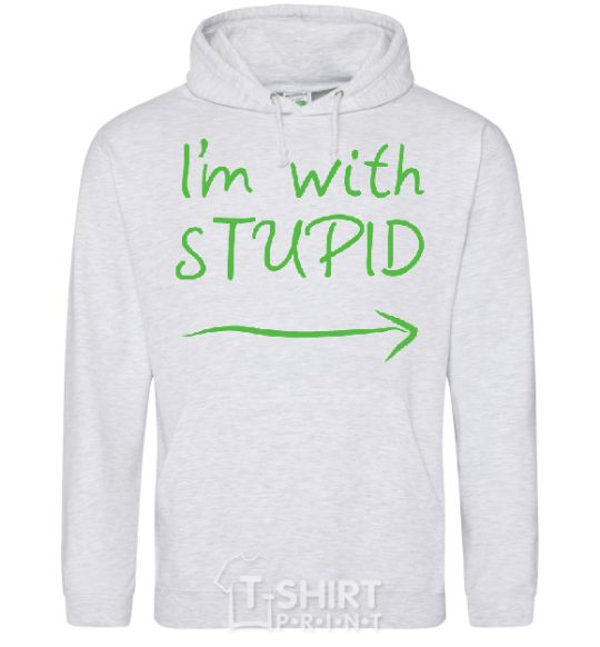 Men`s hoodie I'M WITH STUPID sport-grey фото