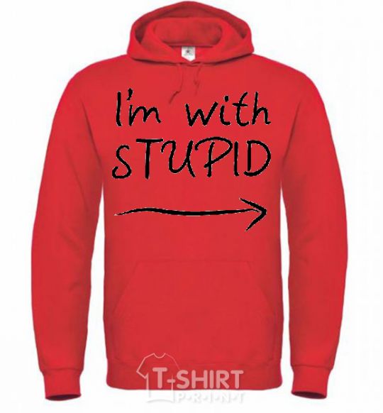 Men`s hoodie I'M WITH STUPID bright-red фото