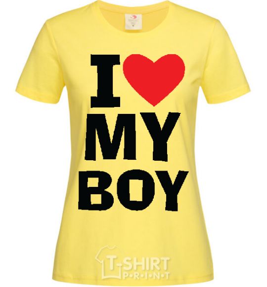 Женская футболка I LOVE MY BOY Лимонный фото