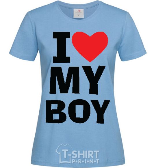 Женская футболка I LOVE MY BOY Голубой фото