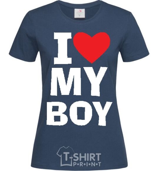 Женская футболка I LOVE MY BOY Темно-синий фото
