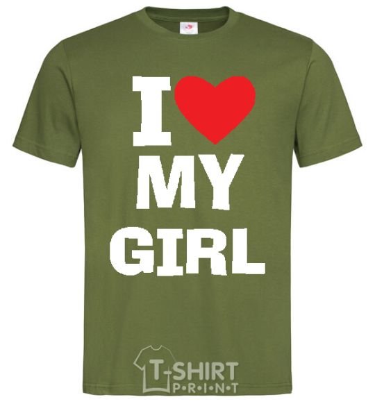 Мужская футболка I LOVE MY GIRL Оливковый фото