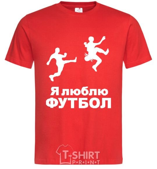 Men's T-Shirt I LOVE FOOTBALL red фото