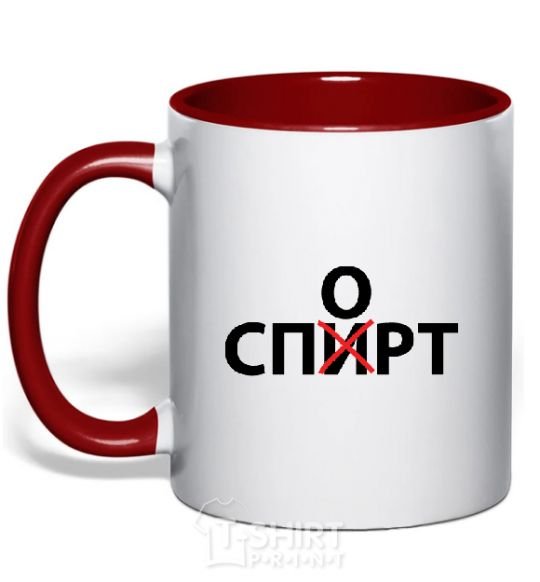 Mug with a colored handle SPORTS red фото