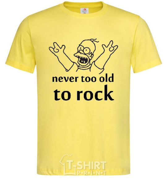 Мужская футболка Homer Never too old to rock Лимонный фото