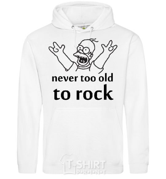 Мужская толстовка (худи) Homer Never too old to rock Белый фото