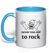 Mug with a colored handle Homer Never too old to rock sky-blue фото