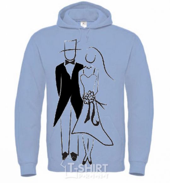 Men`s hoodie BRIDE AND GROOM V.1 sky-blue фото