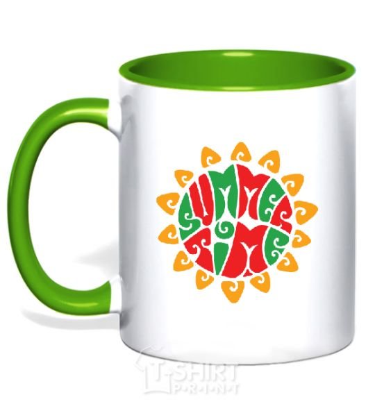 Mug with a colored handle SUMMERTIME kelly-green фото