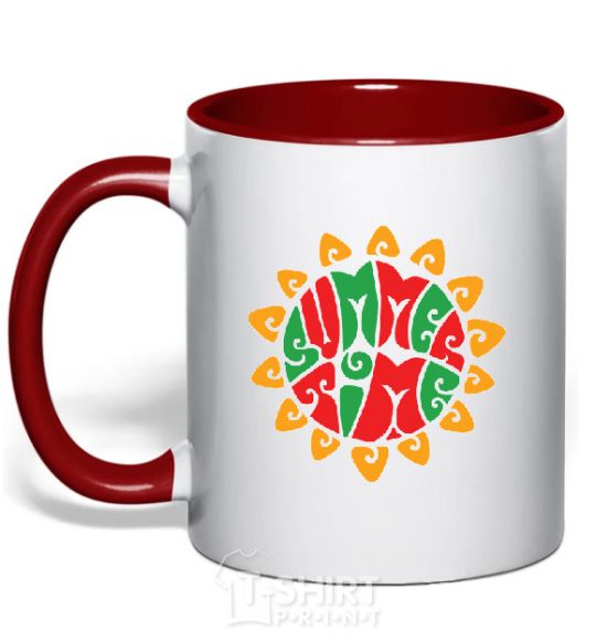 Mug with a colored handle SUMMERTIME red фото