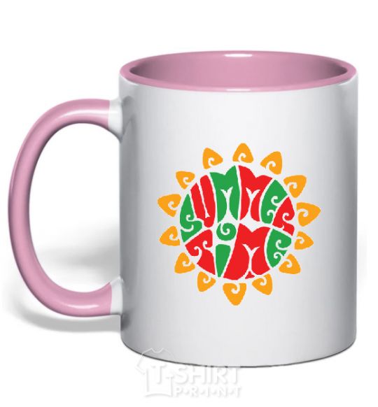 Mug with a colored handle SUMMERTIME light-pink фото