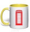 Mug with a colored handle TELEPHONE yellow фото