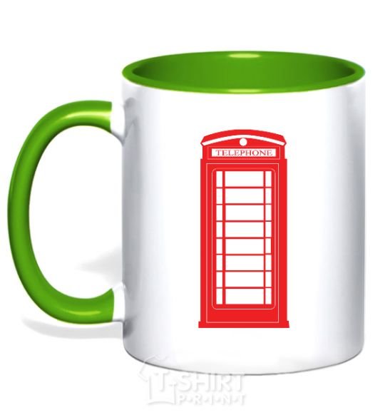Mug with a colored handle TELEPHONE kelly-green фото