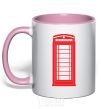 Mug with a colored handle TELEPHONE light-pink фото
