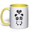 Mug with a colored handle TRUTH I LOVE? yellow фото