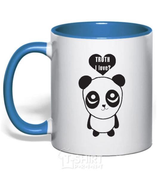 Mug with a colored handle TRUTH I LOVE? royal-blue фото