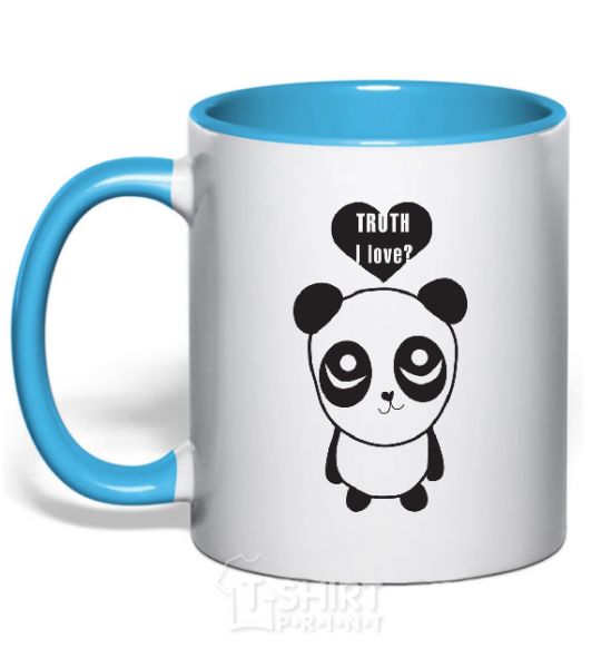 Mug with a colored handle TRUTH I LOVE? sky-blue фото