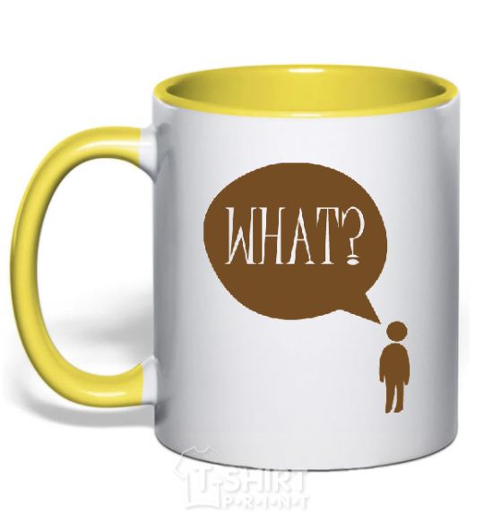 Mug with a colored handle WHAT? yellow фото