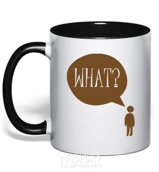 Mug with a colored handle WHAT? black фото