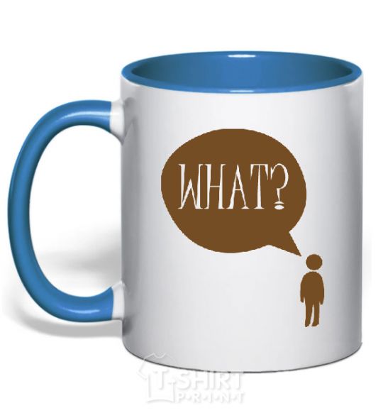 Mug with a colored handle WHAT? royal-blue фото