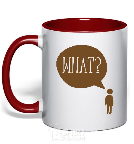 Mug with a colored handle WHAT? red фото