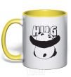 Mug with a colored handle HUG yellow фото